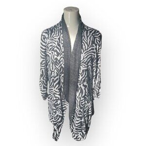 Mona Leah Couture Black and White Zebra Print lightweight Cardigan Large